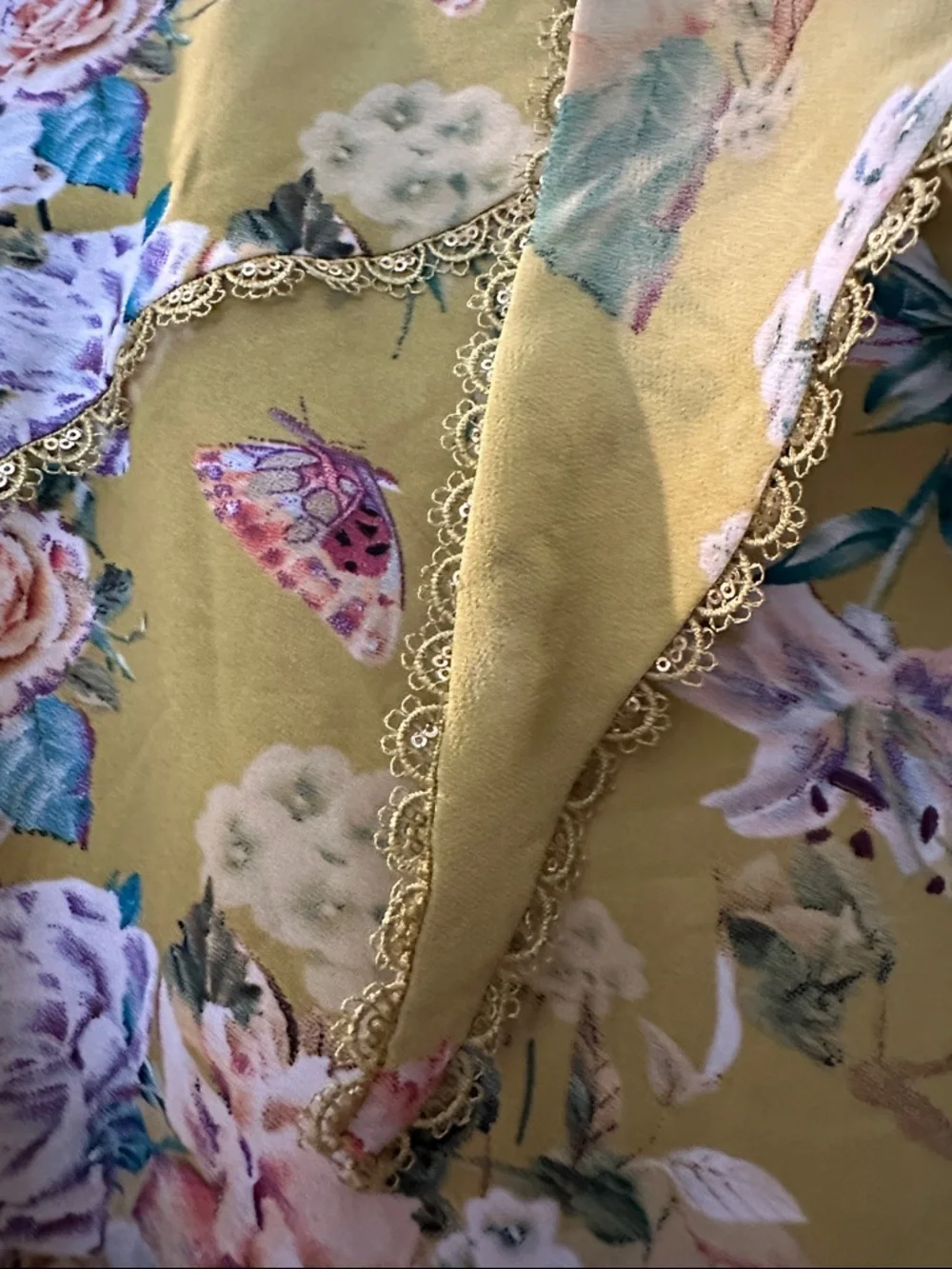 POL Floral Button-Up Blouse in Chartreuse with Multi-Color Flowers - Picture 3 of 8